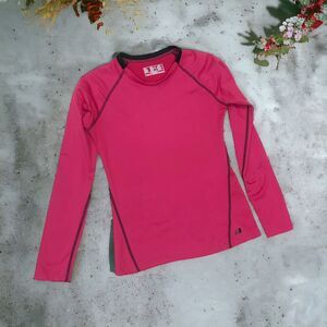 NEW BALANCE Exercise Top Long Sleeve Fleece Lined Pink Black Trim Sz S